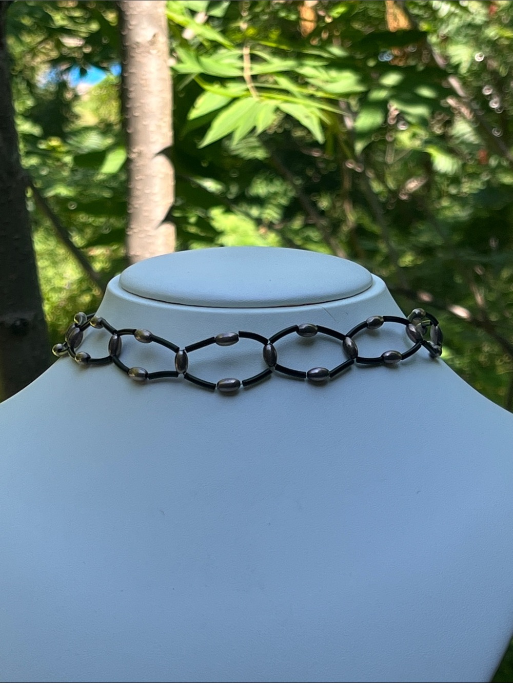 Black Link Sterling Silver Choker Necklace